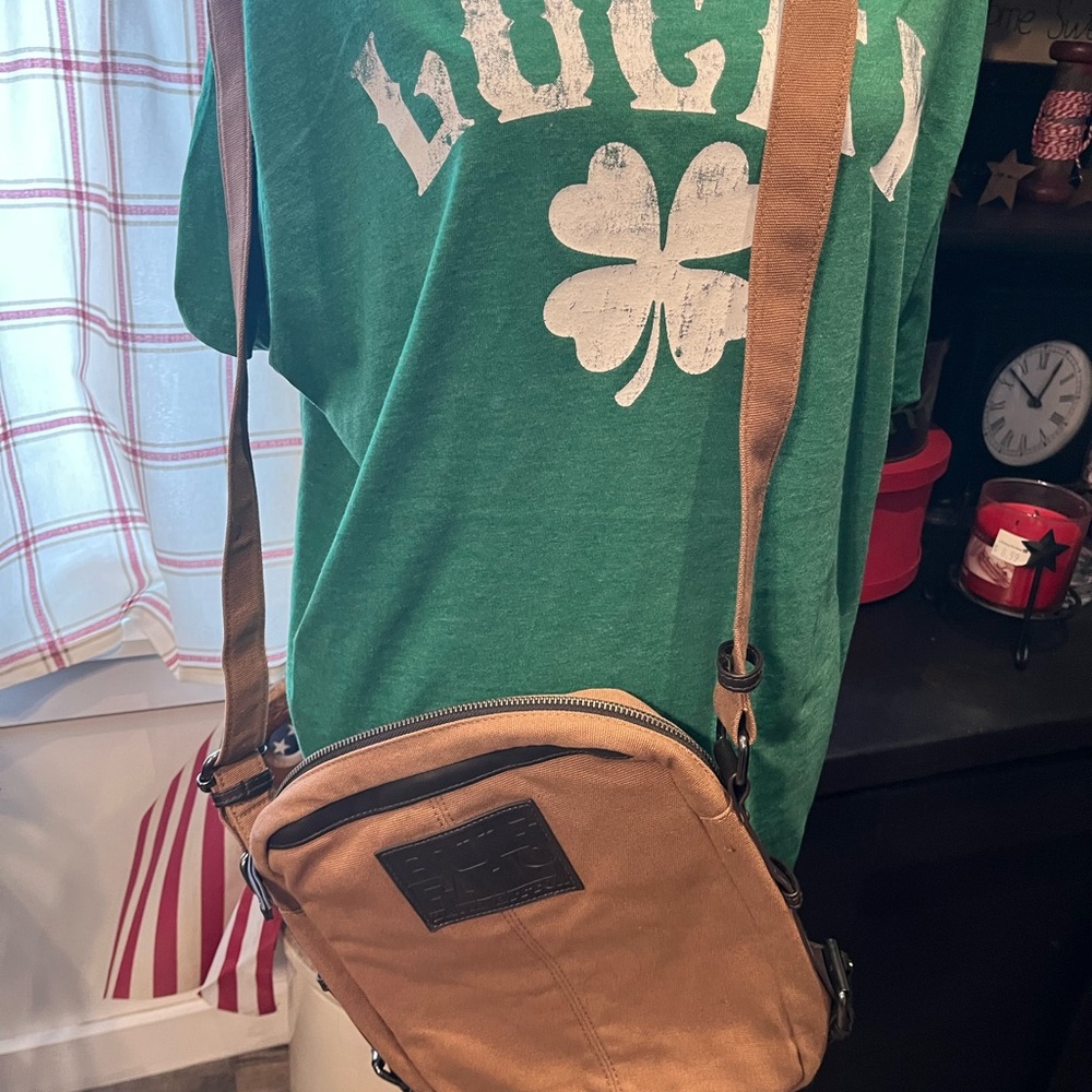 Tan/medium brown canvas Buffalo Dave Bitton Crossbody Bag